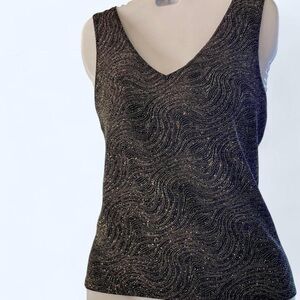 Onyx Nite Black and Silver Glittery Tank Top XL